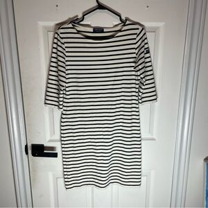 Saint James Classic Black and White Striped Midi Dress